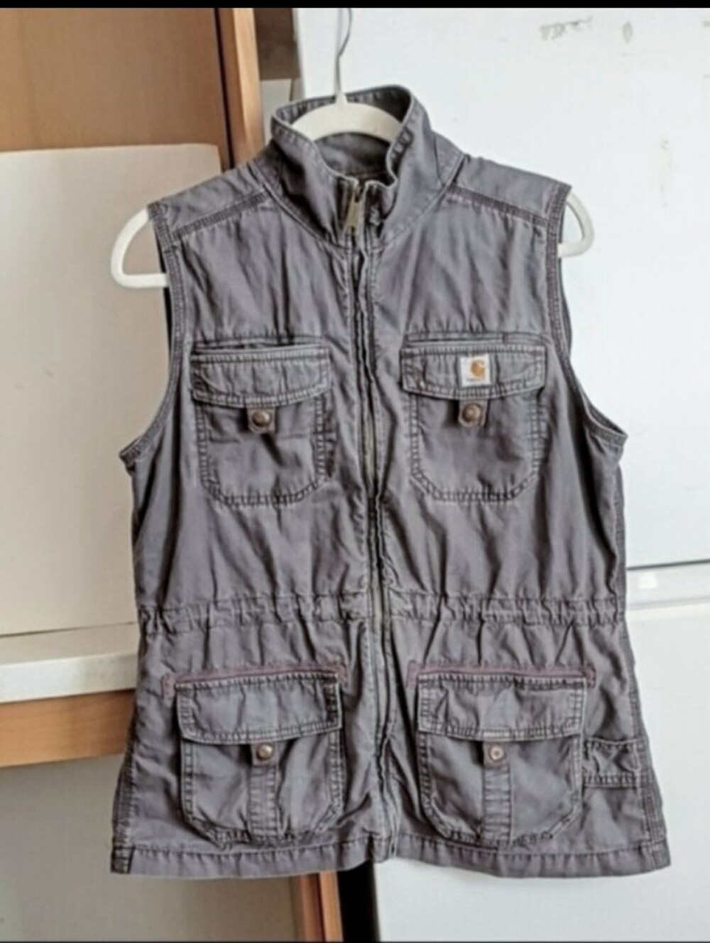 Carhartt Women's Gray Sleeveless Utility Vest with Front Pockets sz M8-10